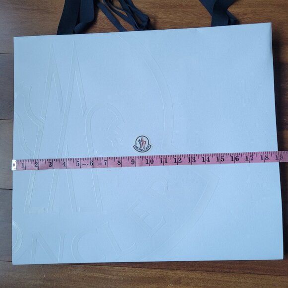 Moncler White Gift Bag Embossed Logo Empty Reusable Decorative Shopping 19 x 16 - Picture 12 of 15